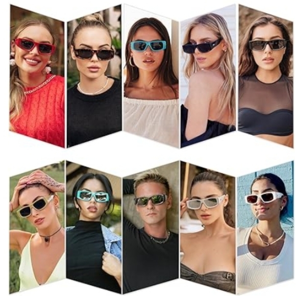 Rectangle Polarized Fashion Rave Sunglasses SJ2228 Black - Picture 4 of 5